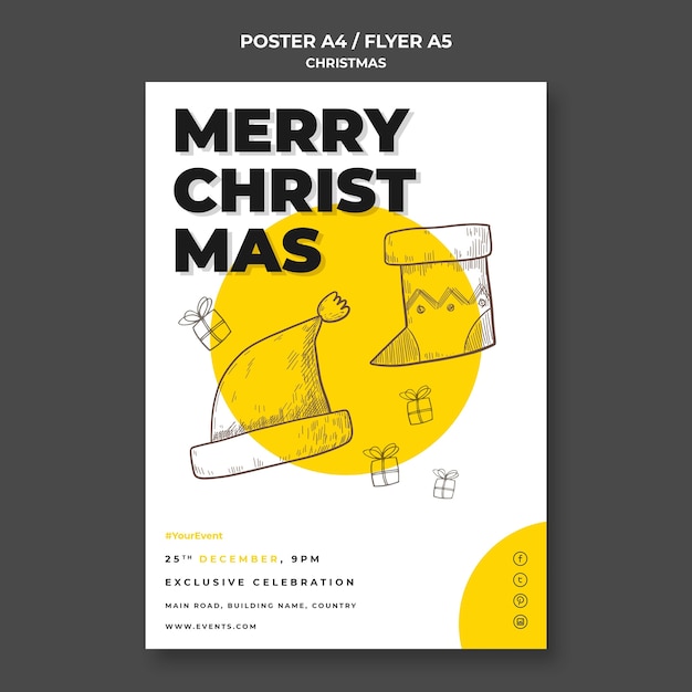 PSD gratuit modèle d'affiche de concept de noël