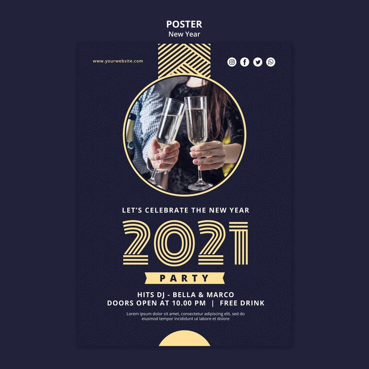 PSD gratuit modèle d'affiche de concept de nouvel an