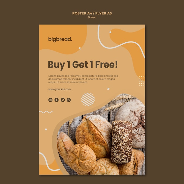PSD gratuit modèle d'affiche de concept de pain