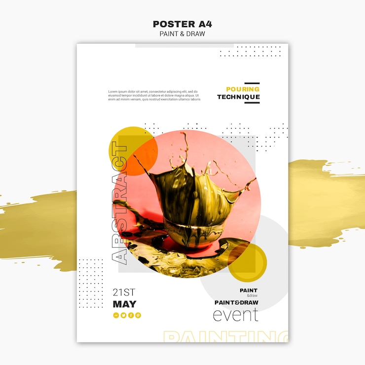 PSD gratuit modèle d'affiche de concept de peinture