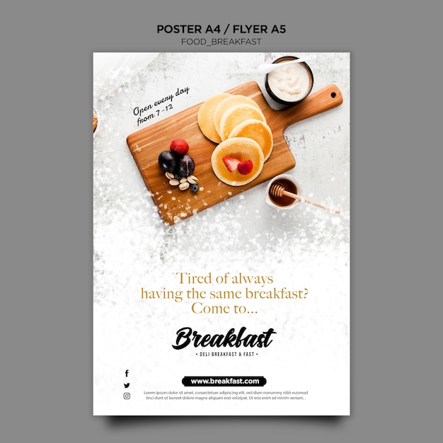 PSD gratuit modèle d'affiche de concept de petit déjeuner