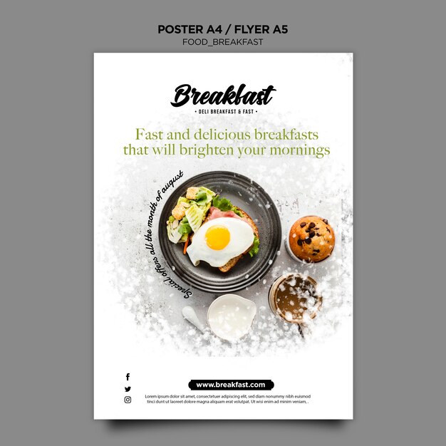 Modèle d'affiche de concept de petit déjeuner