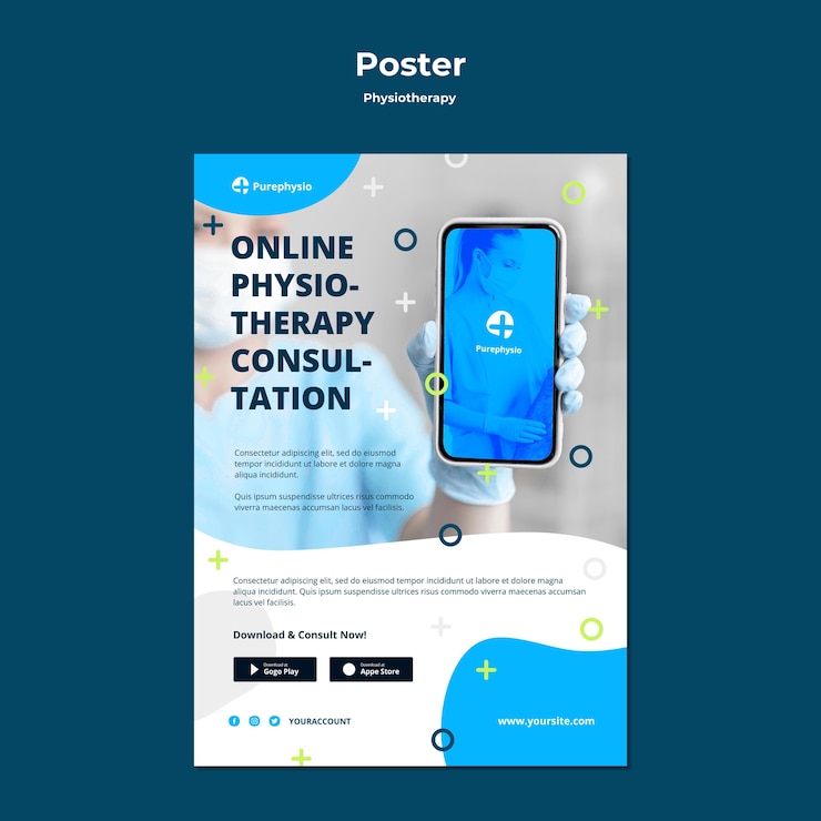 PSD gratuit modèle d'affiche de concept de physiothérapie
