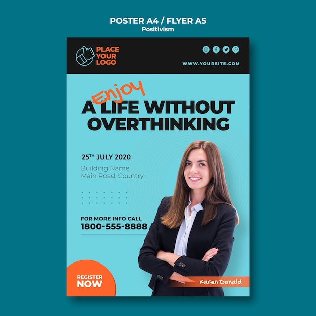 Modèle d'affiche de concept de positivisme