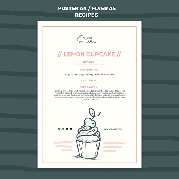 PSD gratuit modèle d'affiche de concept de recettes