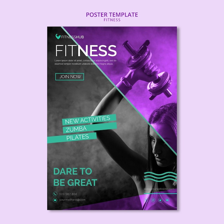 PSD gratuit modèle d'affiche de concept de remise en forme