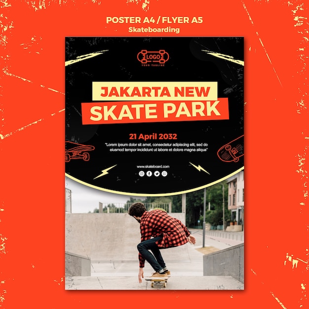 Modèle d'affiche de concept de skateboard