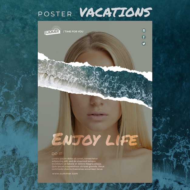 PSD gratuit modèle d'affiche de concept de vacances