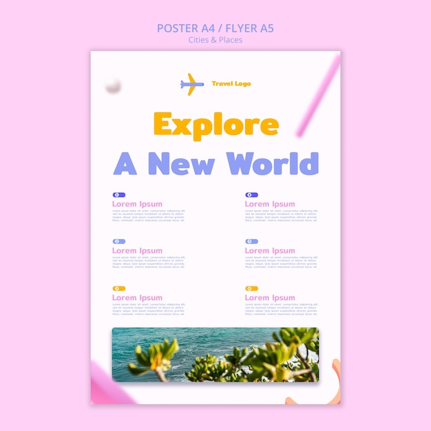 PSD gratuit modèle d'affiche de concept de voyage