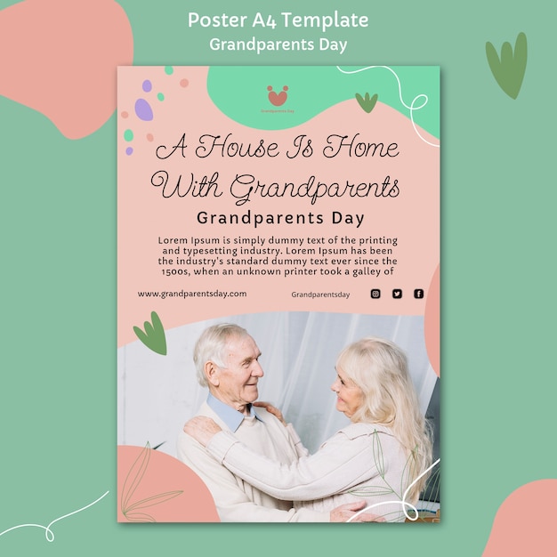 PSD gratuit modèle d'affiche de conception de la fête des grands-parents