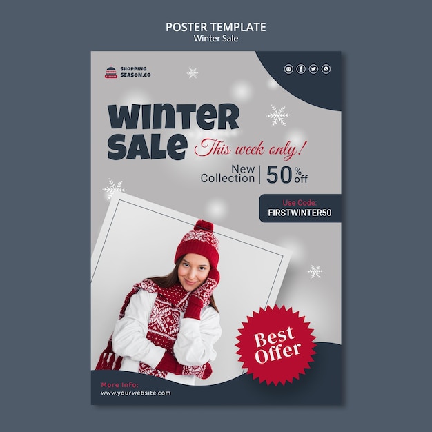 PSD gratuit modèle d'affiche de conception d'hiver