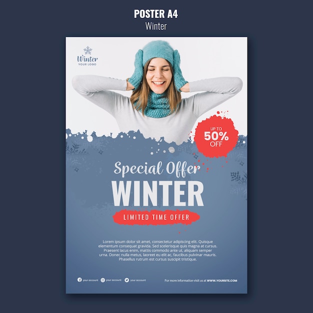 PSD gratuit modèle d'affiche de conception d'hiver