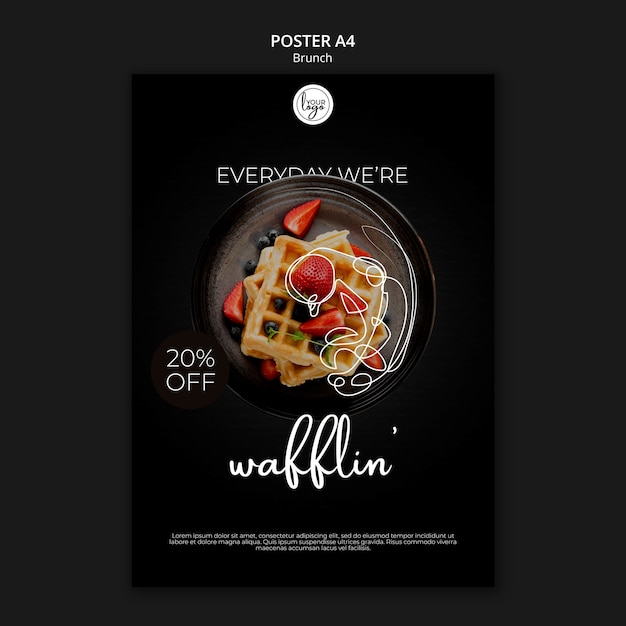 PSD gratuit modèle d'affiche de conception de restaurant de brunch