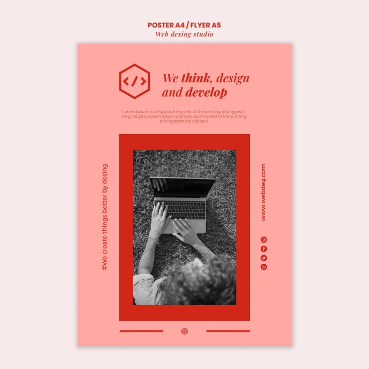 PSD gratuit modèle d'affiche de conception de studio web