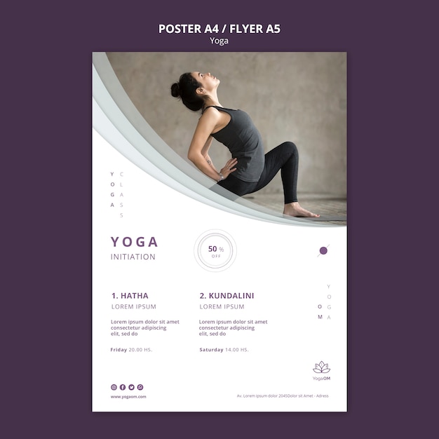 PSD gratuit modèle d'affiche avec conception de yoga