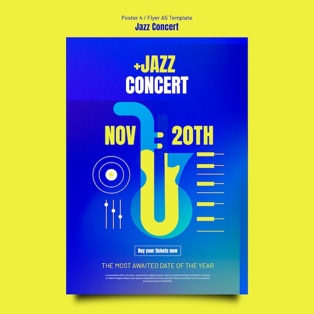 PSD gratuit modèle d'affiche de concert de jazz dégradé