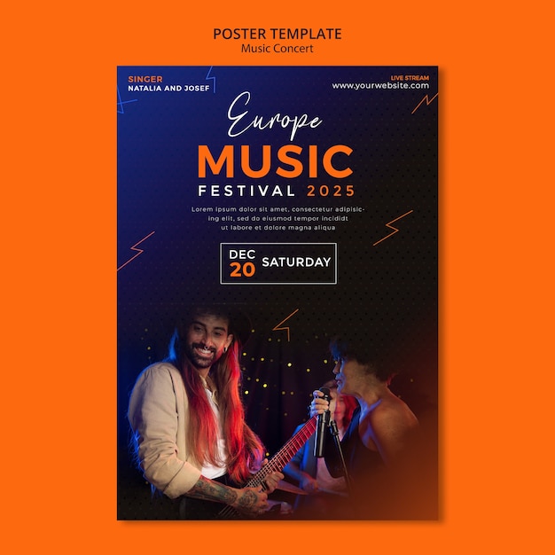 Modèle d'affiche de concert de musique dégradé