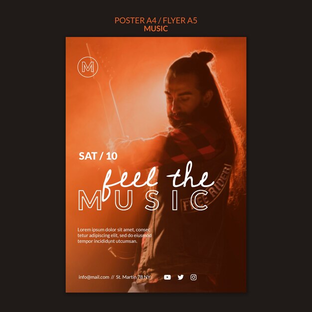 Modèle d'affiche de concert de musique