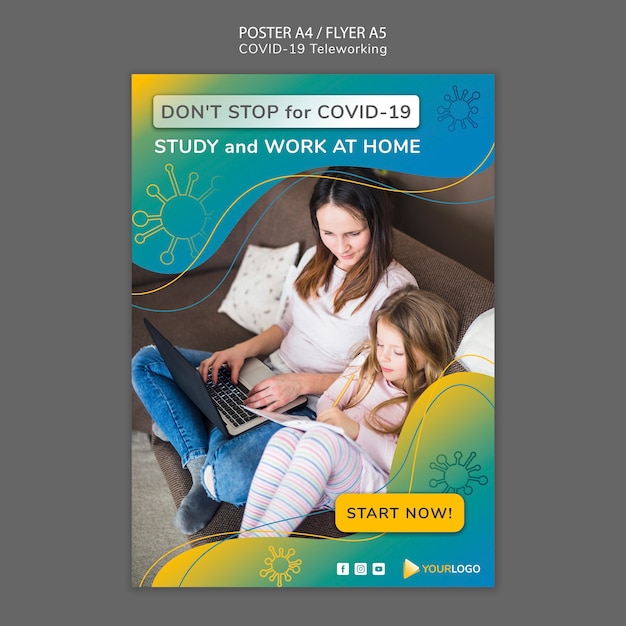 PSD gratuit modèle d'affiche de coronavirus avec photo