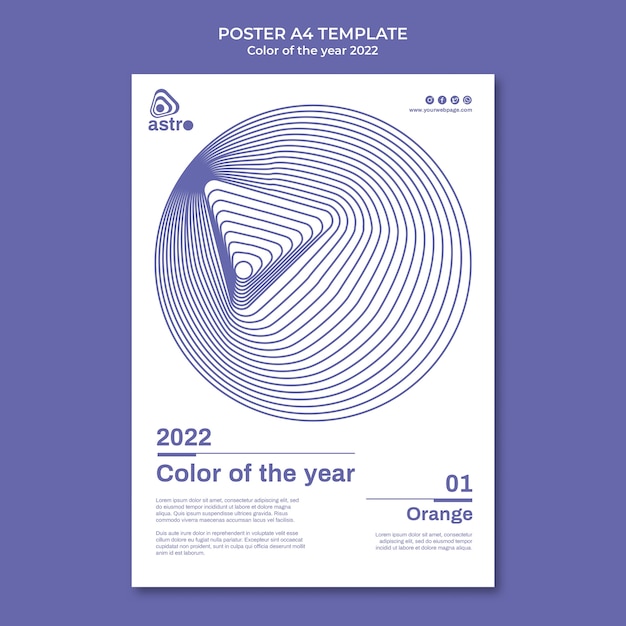 Modèle d'affiche de la couleur de l'année 2022