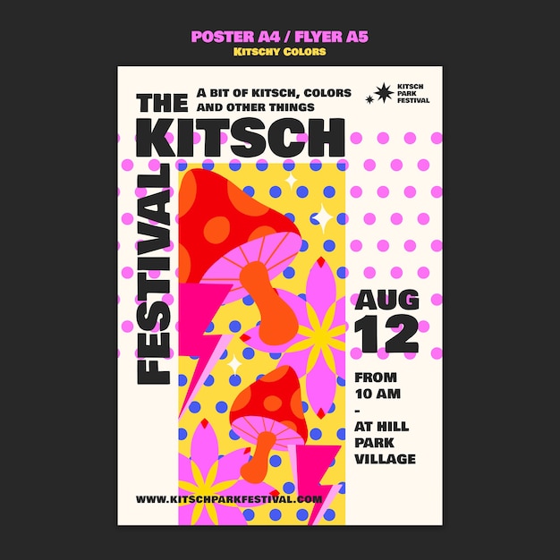 Modèle d'affiche de couleurs kitsch