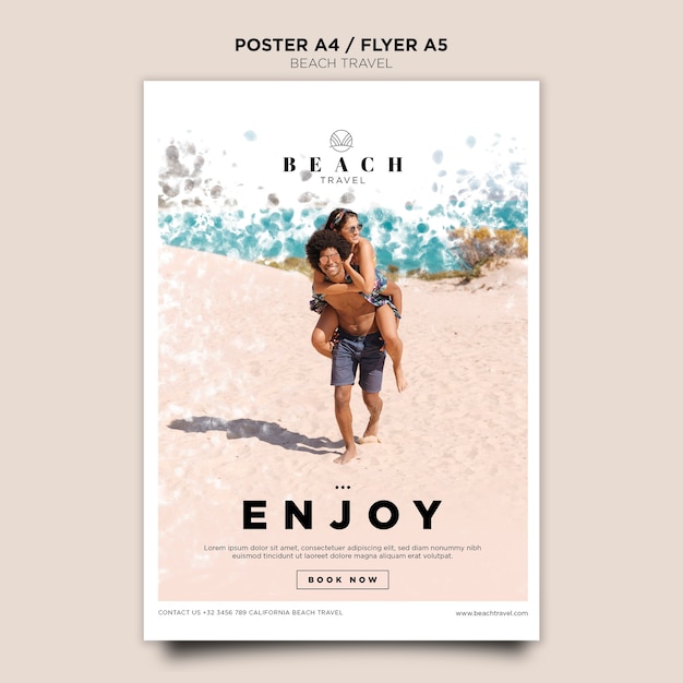 Modèle D'affiche De Couple Sur La Plage