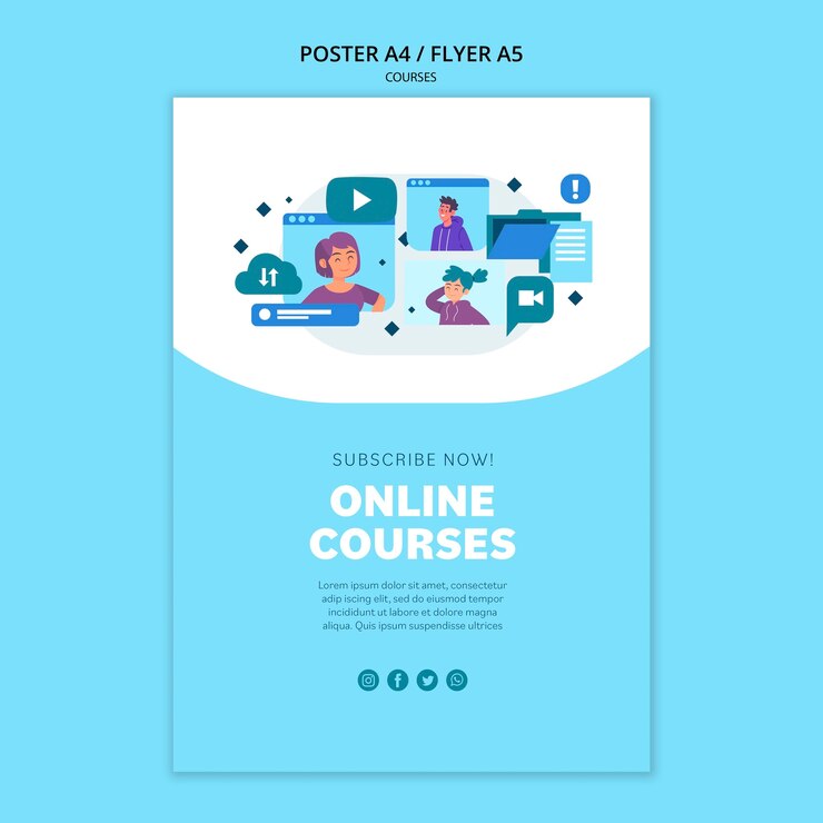 PSD gratuit modèle d'affiche de cours en ligne