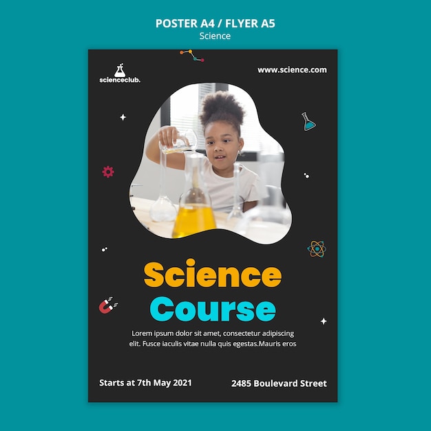 PSD gratuit modèle d'affiche de cours de sciences