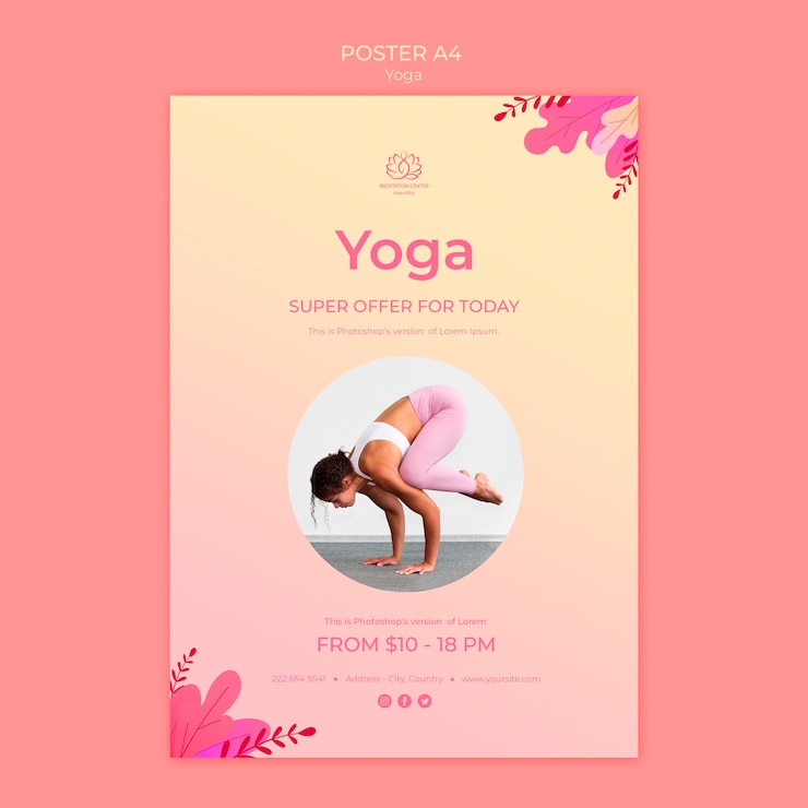 PSD gratuit modèle d'affiche de cours de yoga