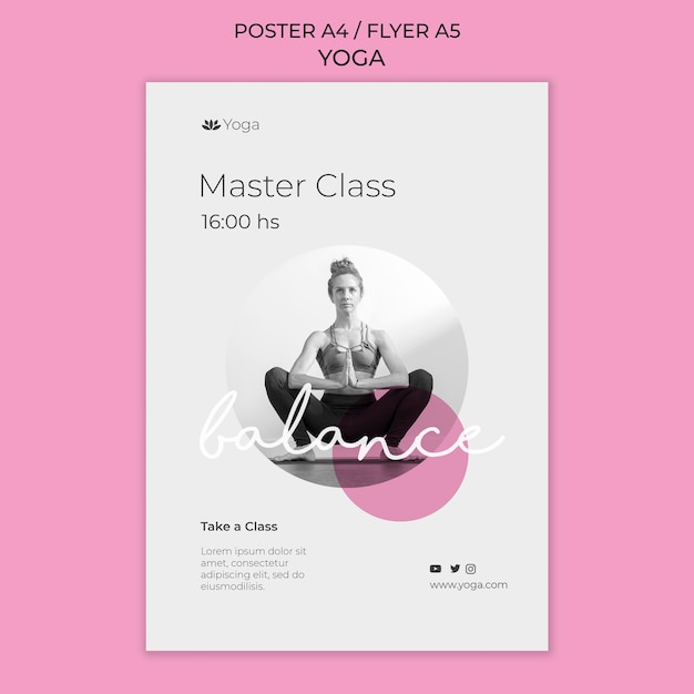 PSD gratuit modèle d'affiche de cours de yoga