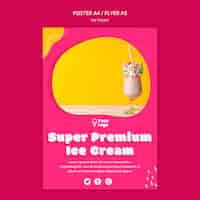 PSD gratuit modèle d'affiche de crème glacée super premium
