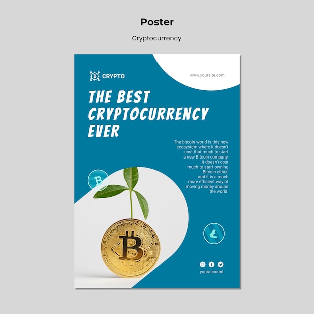 PSD gratuit modèle d'affiche de crypto-monnaie