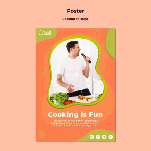 PSD gratuit modèle d'affiche la cuisine est amusante