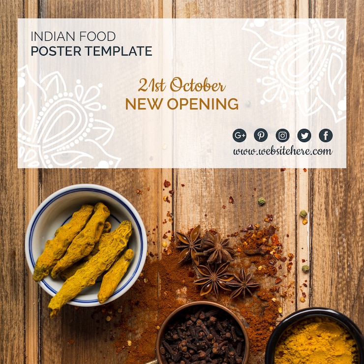 PSD gratuit modèle d&#39;affiche de cuisine indienne moderne