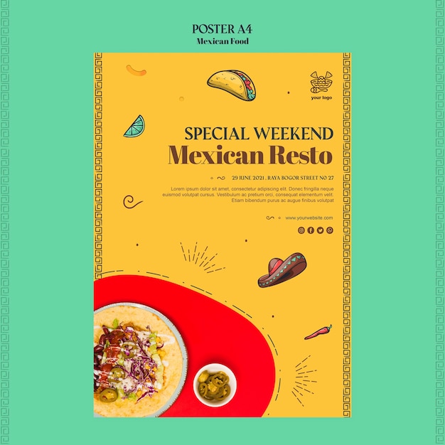 Modèle d'affiche de cuisine mexicaine