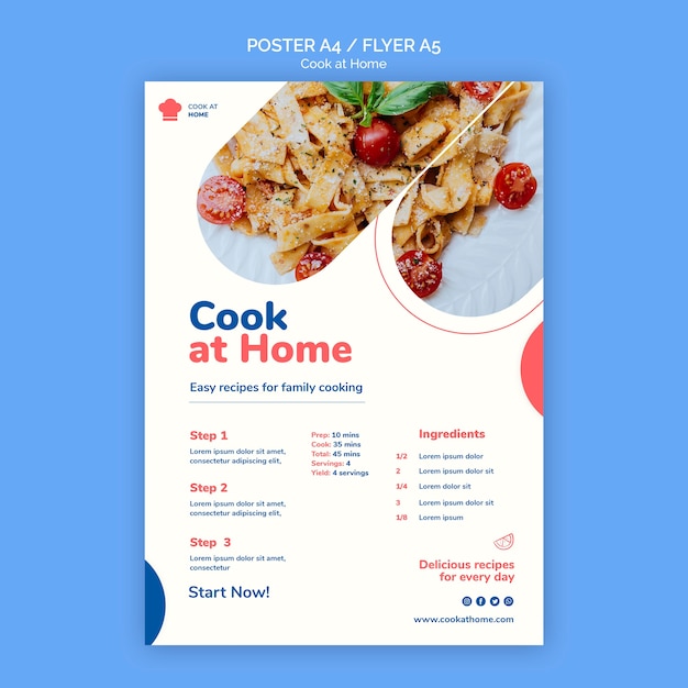 PSD gratuit modèle d'affiche de cuisinier à la maison