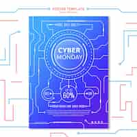 PSD gratuit modèle d'affiche cyber lundi avec élément de circuit