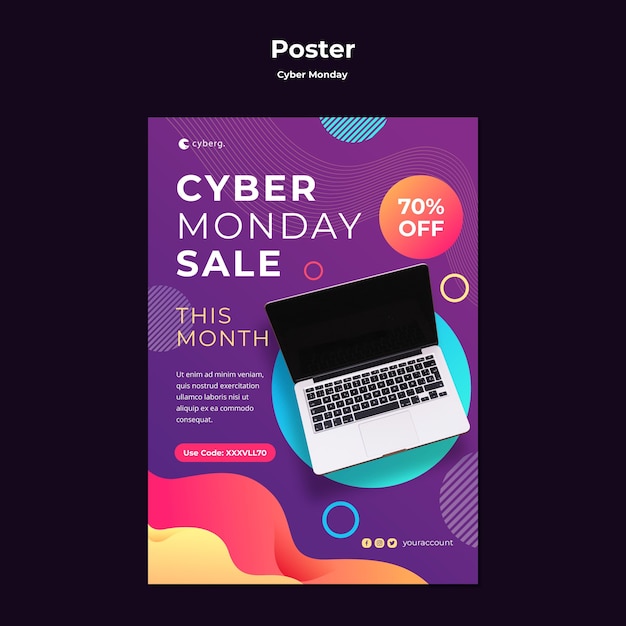 PSD gratuit modèle d'affiche cyber lundi
