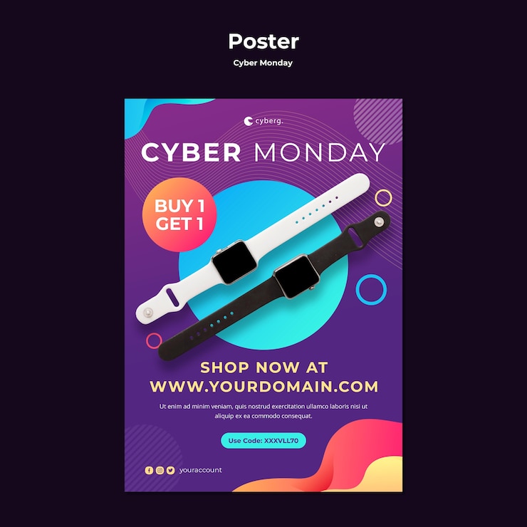 PSD gratuit modèle d'affiche cyber monday