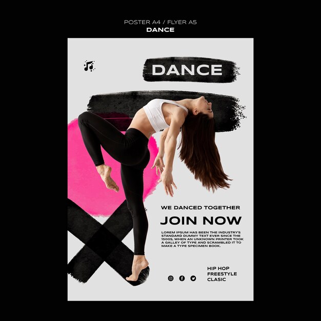 Modèle d'affiche de danse design plat
