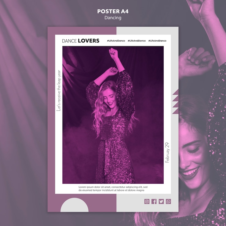 PSD gratuit modèle d'affiche de danse