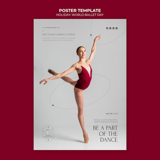 PSD gratuit modèle d'affiche de danseur de ballet