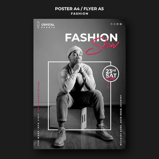 PSD gratuit modèle d'affiche de défilé de mode