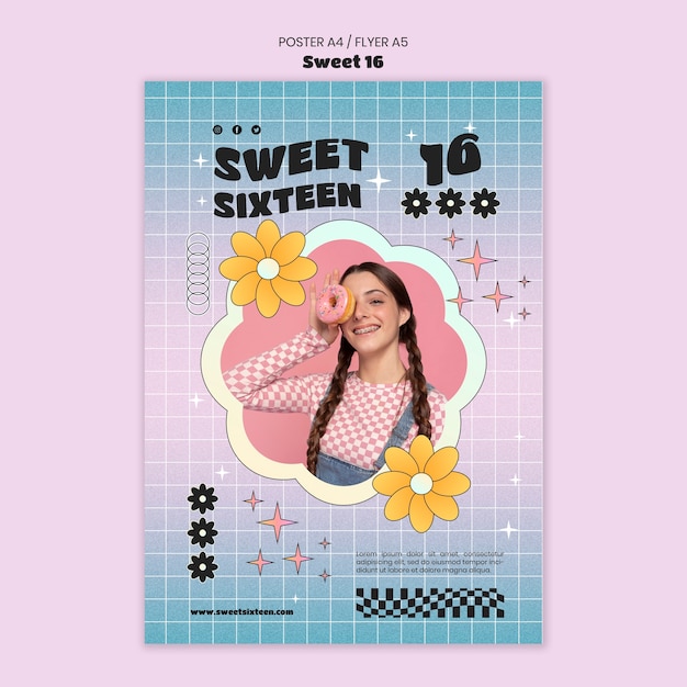 Modèle d'affiche dégradé sweet 16