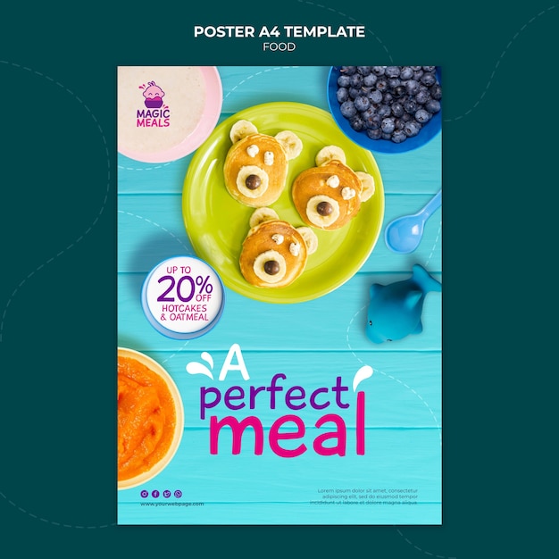 PSD gratuit modèle d'affiche de délicieux aliments pour bébés