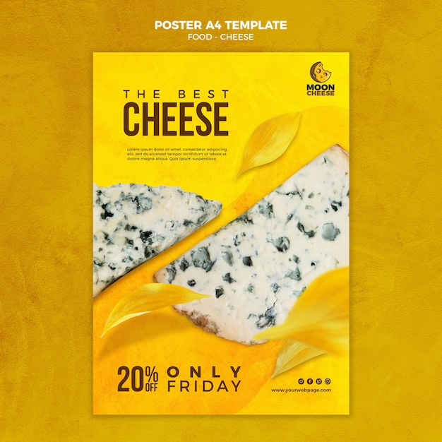 PSD gratuit modèle d'affiche de délicieux fromage avec remise