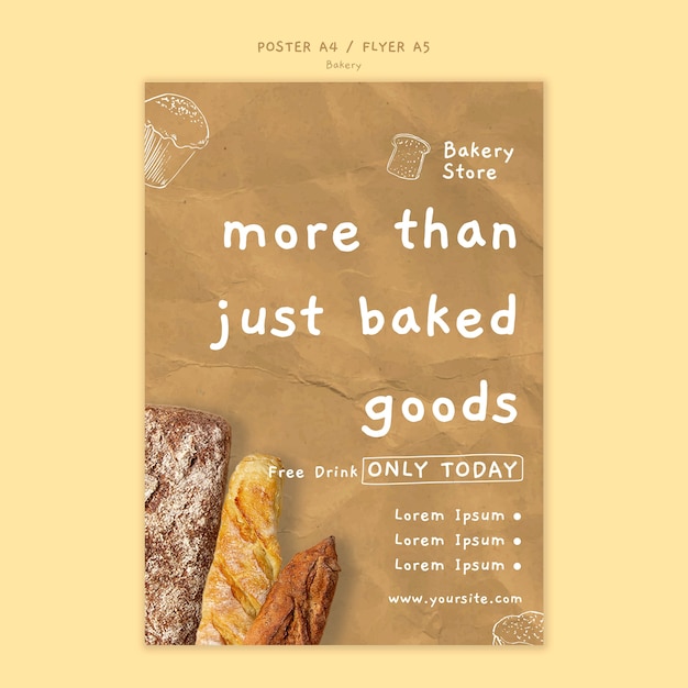 PSD gratuit modèle d'affiche de délicieux produits de boulangerie