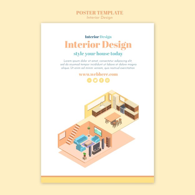 Modèle d'affiche de design d'intérieur