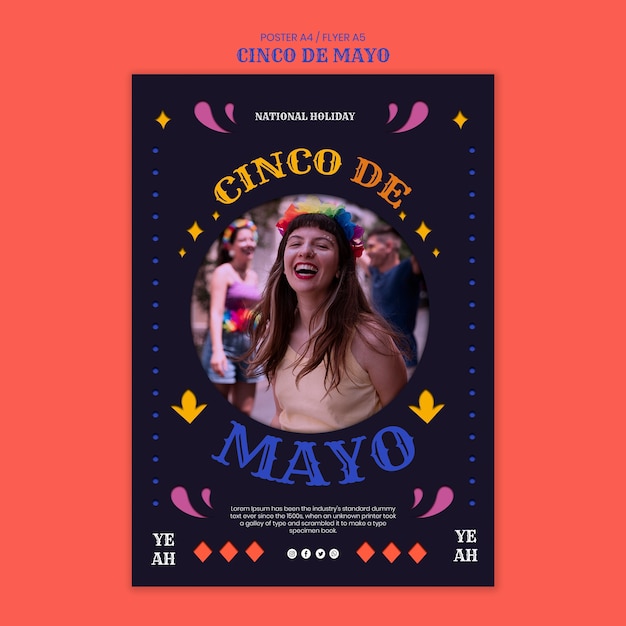 Modèle D'affiche Design Plat Cinco De Mayo