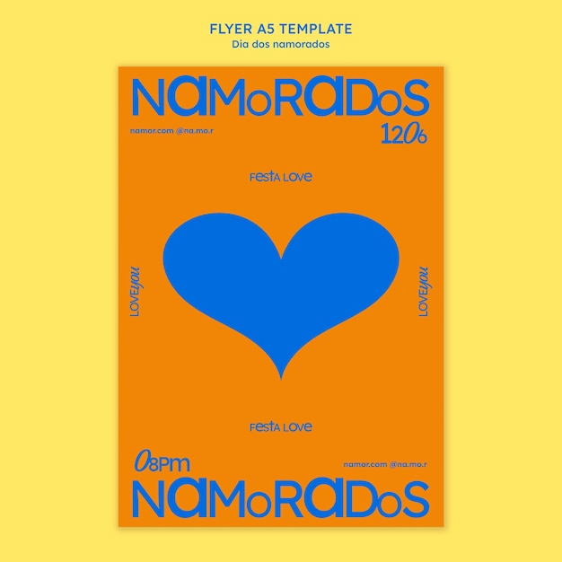 Modèle d'affiche design plat dia dos namorados